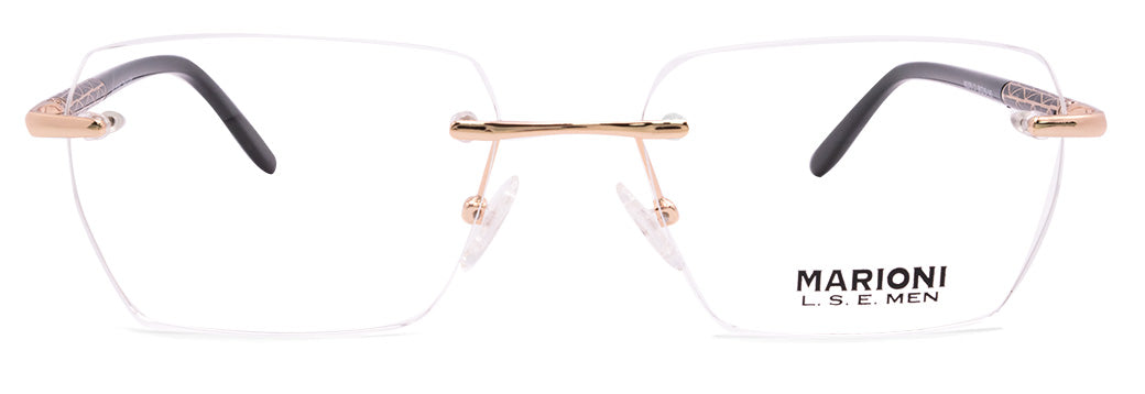 Lentes oftálmicos para hombre, sin marco, de tres piezas, oro negro