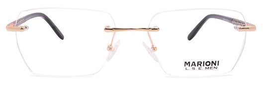 Lentes oftálmicos para hombre, sin marco, de tres piezas, oro negro